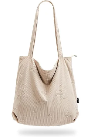 Merkloos Corduroy tas voor dames, schoudertas met ritssluiting, grote shopper, tas, handtas, schoudertassen voor werk, kantoor, reizen, winkelen, school en dagelijks gebruik