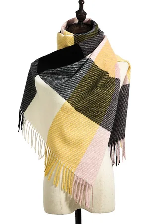 Merkloos Sjaal Lattice Weave - Geel + Zwart