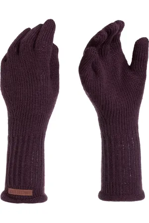 Knit Factory Lana Gebreide Dames Handschoenen - Gebreide winter handschoenen - Paarse handschoenen - Polswarmers - - One Size
