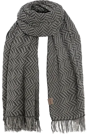 Knit Factory Soleil Sjaal Dames - Katoenen sjaal - Langwerpige sjaal - Wit/donkergrijze zomersjaal - Dames sjaal - Visgraat motief - /Antraciet - 200x90 cm - XXL Sjaal - 50% katoen/50% acryl