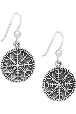 EAR IT UP Oorbellen - Helm of Awe of Terror - Ægishjálmur - Viking - Icelandic magical stave - Vegvisir - Haak - 925 sterling zilver - Geoxideerde details - 3 x 1,5 cm - 1 paar