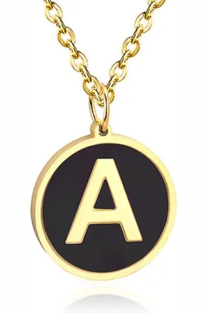 Cilla Jewels Goudkleurige Dames Schakelketting met Zwarte Kettinghanger Letter A