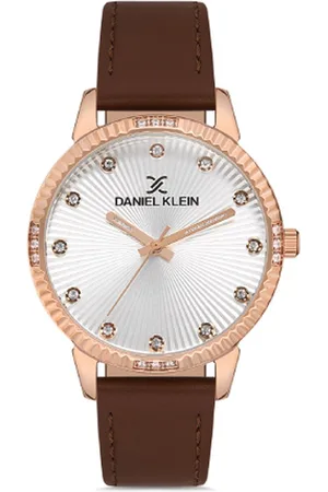 Daniel Klein DK.1.12925-2 - Horloge - Analoog - Dames - Vrouwen - leren band - Rond - Bruin - Rosékleurig - Wit