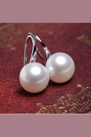Leukste koop Zilverkleurige elegante oorbellen voor vrouwen met parel