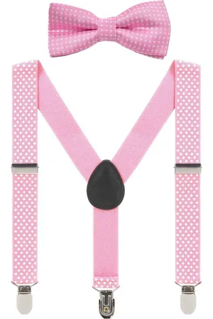 Fako Fashion Kinder Bretels Met Vlinderstrik - Kinderbretels - Vlinderdas - Strik - Stipjes - 65cm - Roze