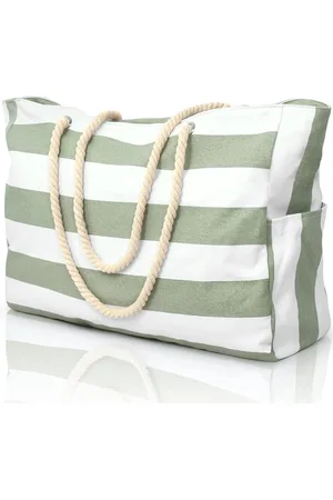 Merkloos Strandtas XXL familie strepen weekender dames badtas waterdichte tas shopper grote zwemtas tote bag met ritssluiting