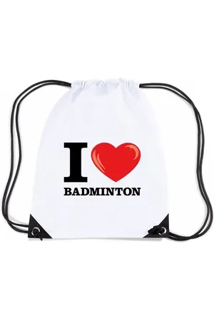 Bellatio Decorations Nylon I love badminton/ honden rugzak/ sporttas met rijgkoord