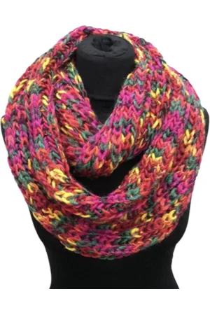Merkloos Grof Gebreide Colsjaal - Ronde Sjaal - Rood/Fuchsia - 60 x 25 cm (03wb)