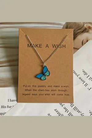 Bixorp Love Vlinder Ketting Blauw aan Zilverkleurig Koord - Geluksketting - Cadeau voor Dames & Meisjes