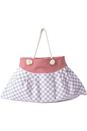 Merkloos Strandtas - - Geruit - Geblokt - Checkered - Ritssluiting - 65x40cm