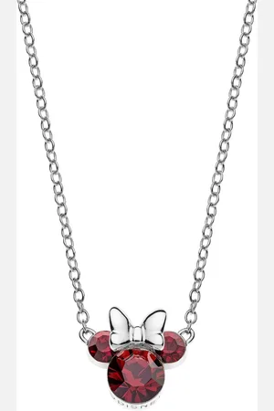 Disney 4-DIS026 Zilveren Ketting Minnie Mouse - Minnie Collier - Sieraden - 35+3+2cm Lengte - Ankerschakel 1,2mm - Hanger 9,7x9,8mm -Kristal - 925 Zilver