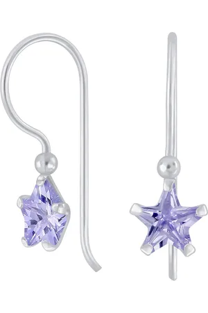 JYC Joy|S - Zilveren classic ster oorhangers - lavendel zirkonia - oorbellen