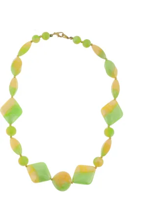 Behave Ketting - dames - kralenketting - groen - - goud kleur - 45 cm