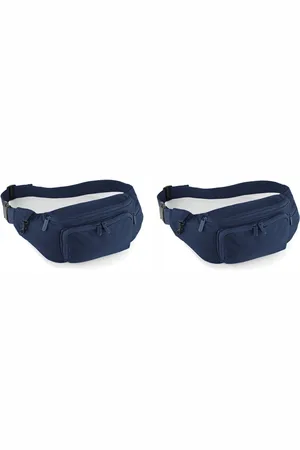 Quadra 2x stuks donkerblauw heuptasje/buideltasje voor volwassenen 37 x 15 cm - Donkerblauwe heuptassen/fanny pack voor op reis/onderweg