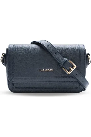 Lazarotti Leren Schoudertas Bologna Leather Flap Crossbody Bag Donkerblauw