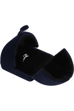 Merkloos Fluwelen ringhouder met marmer patroon - kleine sieraden geschenkdoos voor reizen - luxe verlovingsring doos voor 2 ringen - donkerblauw