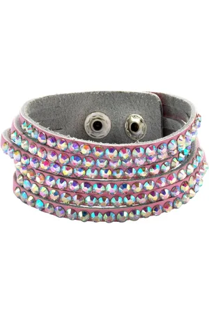 Behave Armband van imitatieleer met steentjes
