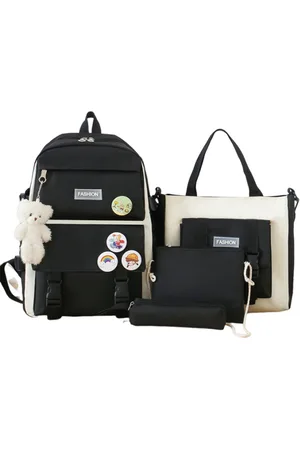 Merkloos 4-delige Waterdichte Schoolrugzak Set voor Kinderen & Tieners - Inclusief Lunchtas, Schoudertas & Etui - Stijlvol, boekentas voor zomer of school