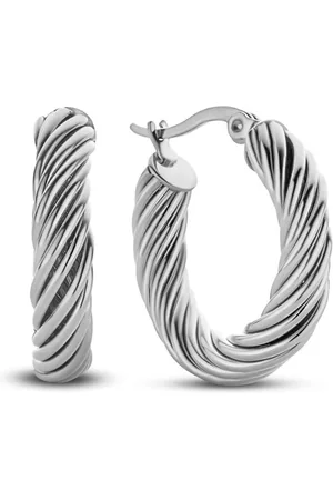 CO88 Oorbellen Dames - Oorringen - Gedraaid - ??25mm - 5mm Dikte - Staal - - 8CE-70431