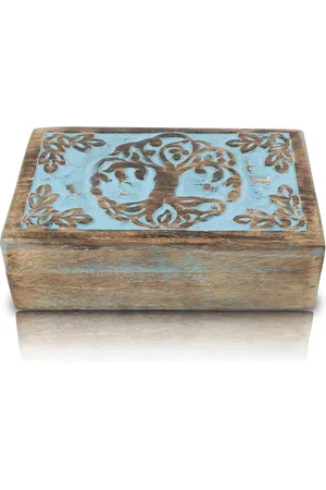 Merkloos Handgemaakte Decoratieve Houten Sieraden Doos Boom Van Het Leven Carving Sieraden Organizer - Grote Verjaardagscadeaus - Keepsake Box Schat Borst - Snuisterijhouder Horloge Doos Opslag Lock Box - 20 x 12 cm Huiswarming Geschenken