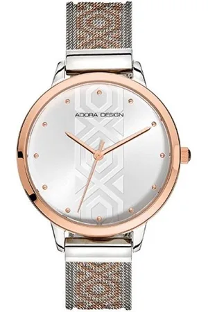 Adora Design analoog dameshorloge Ø 34 mm bicolor roestvrijstalen kast