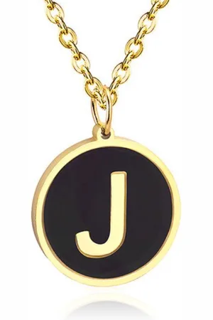 Cilla Jewels Goudkleurige Dames Schakelketting met Zwarte Kettinghanger Letter J