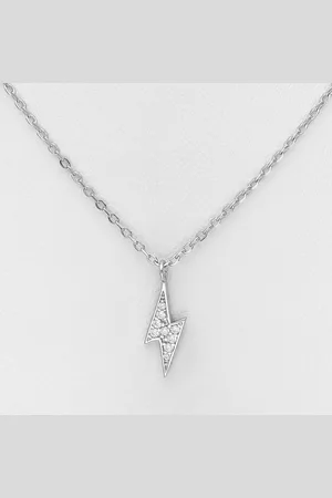 EAR IT UP Ketting - Bliksem - Lightning - Gerhodineerd 925 sterling - Zirkonia - Pavézetting - 42 tot 45 cm - 1 stuk