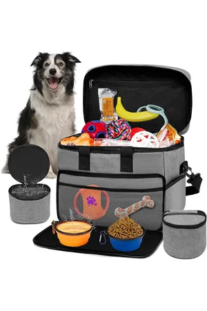 Merkloos Grote reisset voor huisdieren, bevat 2 inklapbare hondenschalen, 2 TravelFood Container hond reisset voor een weekend wegset ( , L)