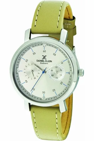 Daniel Klein DK11593-4 - Horloge - Analoog - Dames - Vrouwen - leren band - rond - Beige - Zilverkleurig