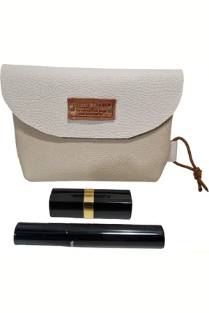 Toetie & Zo Handgemaakte Makeuptas - Leer - Beige - - Clutch - Telefoontas - Medicijnhoesje - Leder