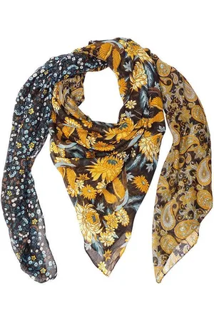 sarlini Vierkante Sjaal Flower Black