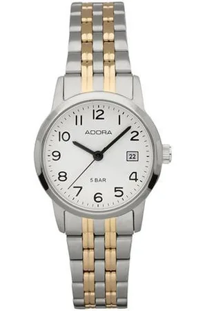 Adora Mooi dames horloge met datumaanduiding-zilverkleurig/goudkleurig-AB6264