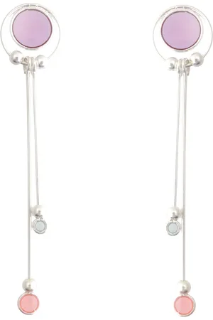 Behave – Oorbellen – 925 Sterling Zilveren Oorbellen - Langewerpige oorhanger - Rood Grijs Glas