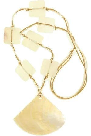 Behave Ketting bruin crème kleur van schelp met hanger 72 cm