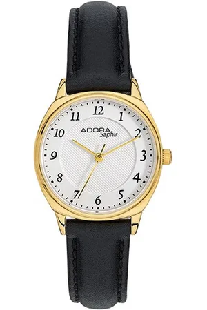 Adora Sapphire dameshorloge goud met leren band