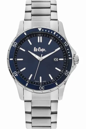 Lee LC06596.390 - Horloge - Analoog - Mannen - Heren - Stalen band - Zilverkleurig - Blauw