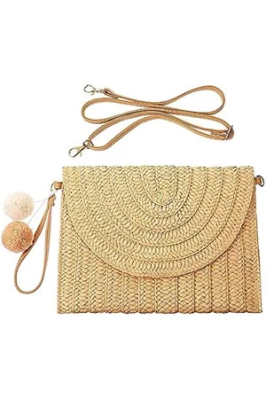 Merkloos Schoudertas voor dames, stro, clutch, stro, schoudertas, casual, strand, stro, handtas voor vrouwen, omslag, portemonnee, portemonnee