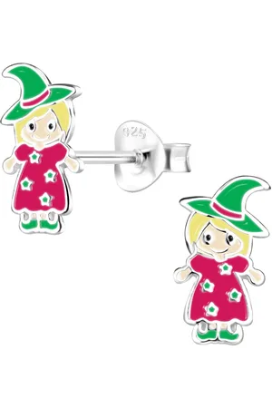 JYC Joy|S - Zilveren halloween oorbellen - heks oorbellen met groene hoed