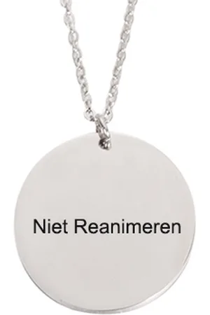 Amodi Gegraveerde Niet Reanimeren Ketting - Niet Reanimeren Penning - Do Not Resuscitate - Gegraveerd - Cirkel - Roestvrij Staal - RVS - Verstelbaar