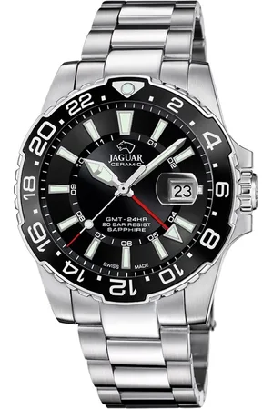 Jaguar J1011/6 Heren Horloge - Saffierglas - Roestvrijstaal/Staal - Zilverkleurig - Ø 44.5 mm - Quartz - Vouw/Vlindersluiting - 20 ATM (duiken)
