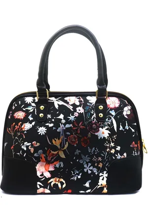 Merkloos Tas Dames - Handtas met Bloemen - PU Kunstleer - 30x24x12 cm
