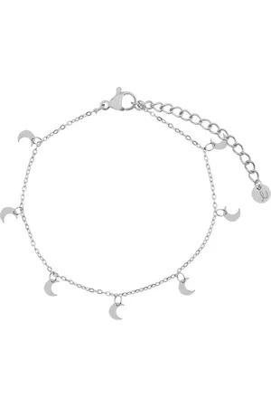 essentialistics Armband met een boel maantjes - Volwassenen - Zilverkleur - Stainless steel (verkleurt niet) - Verlengkettinkje