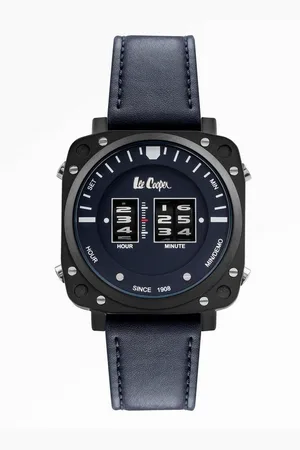 Lee LC07002.699 - Horloge - Analoog - Mannen - Heren - leren band - Blauw - Zwart - Zilverkleurig - Wit