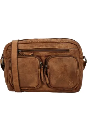Hide & Stitches Paint Rock Crossbody Schoudertas met Handige Ritsvakken - - 100% Leer