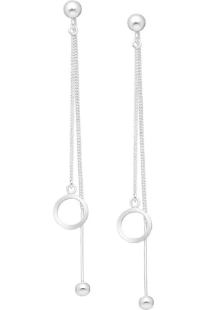EAR IT UP Oorbellen - Bal - Cirkel - Ketting - Jacket - Push back oorknopjes - 925 sterling - 79 x 9 mm - 1 paar