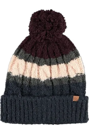 sarlini Bordeaux rode/roze muts met pompon voor kinderen - Winteraccessoires - Winterkleding/buitenkleding accessoires voor kinderen