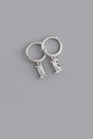 LMPiercings NL Oorring hanger witte bedel - zilver
