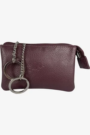 ARRIGO BELLO Mini Portemonnee – Rood - Soepel Leer - Sleuteletui met rits – Kleine Portemonnee Dames - Etui