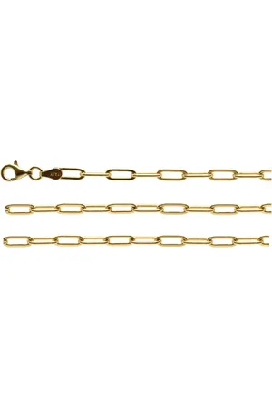 Zilver Verguld Paperclip ketting - Dames Paperclip ketting goudkleurig - Goudkleurig en Kettin Paperclipschakel - 925 - Amona Jewelry