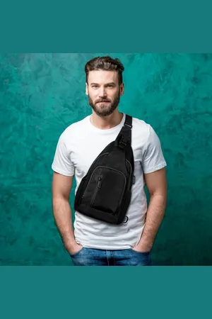 Merkloos Borstzak voor heren, sling bag voor heren, schoudertas voor heren, verstelbare schouders, waterdichte schoudertas voor heren, crossbody tas voor mannen, outdoorsporten, wandelen, fietsen